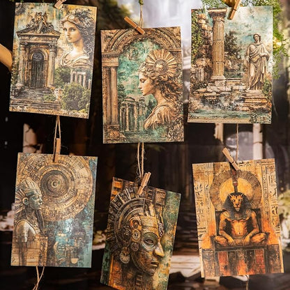 180 Sheets Vintage Adventure Scrapbook Paper Set – Ancient Civilizations, Dinosaurs, Astronomy, Greek, Mayan & Egyptian Decoupage Junk Journal Ephemera, Antique Aesthetic Collage Craft Supplies