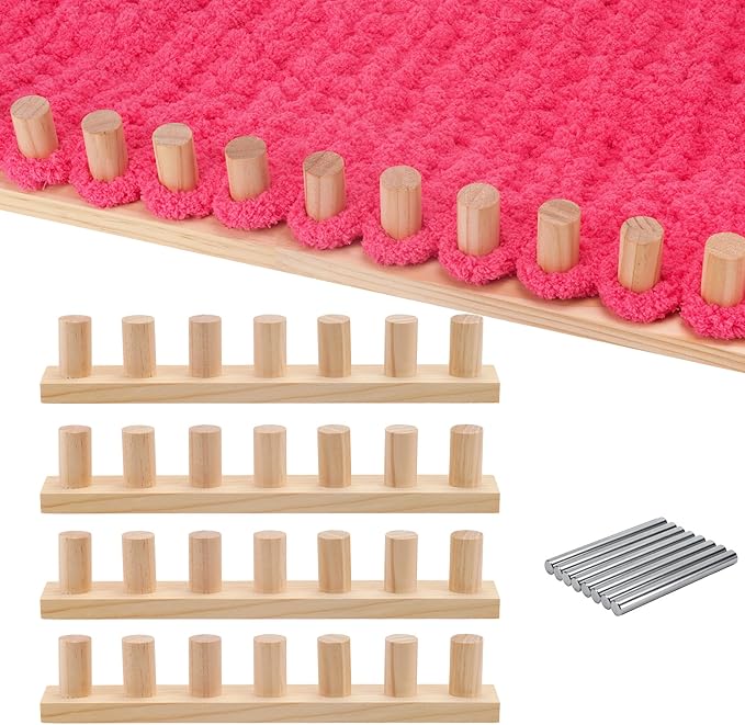 MLLNFUE 55” Chunky Blanket Loom Kit for DIY No-Needle Hand Knitting Adjustable Wooden Loom Frame Beginner Friendly Yarn Craft for Home Decor & Large Throw Blankets