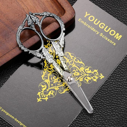 YOUGUOM Sewing Embroidery Scissors, Small Thread Scissor for Craft Artwork Needlework Yarn Knitting Detail Snips, Black Cute Bird Shears