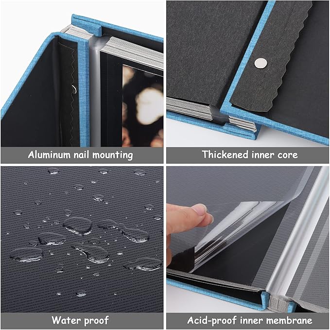 Zesthouse Photo Album Self Adhesive Pages, 60 Pages Magnetic Scrapbook Albums with Sticky Page, Photos Album Holds 8x10 & 5X7 & 4x6 & 6x8 & 3x5, Large Picture Book Ideal Gift for Family Wedding Baby