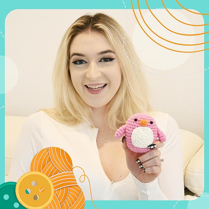 Penguin Crochet Kit | for Beginners, Couples, Date Night, Teens, Adults, Anime, & Animal Lovers | DIY Gift Kit | Instructions, Yarn, Hook, Pattern, Video & Written Tutorial | Arts & Crafts for Adults