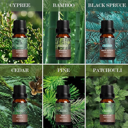 SALKING Woodsy Essential Oils Set for Men, Masculine Essential Oils, 12 x 10ml Natural Fragrance Essential Oils for Diffuser, Candle & Soap Making, Manly Essential Oil Gift for Husband