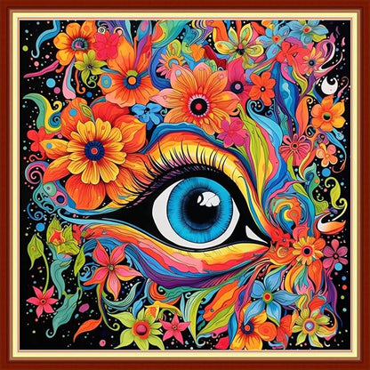 Dooxvey Cross Stitch Kits for Adults Stamped Full Range of Embroidery Starter Kits for Beginners 11CT Printed Cross Stitch Patterns Needlepoint Kits Stamped Crossstitch-Flower Eyes 18x18 inch