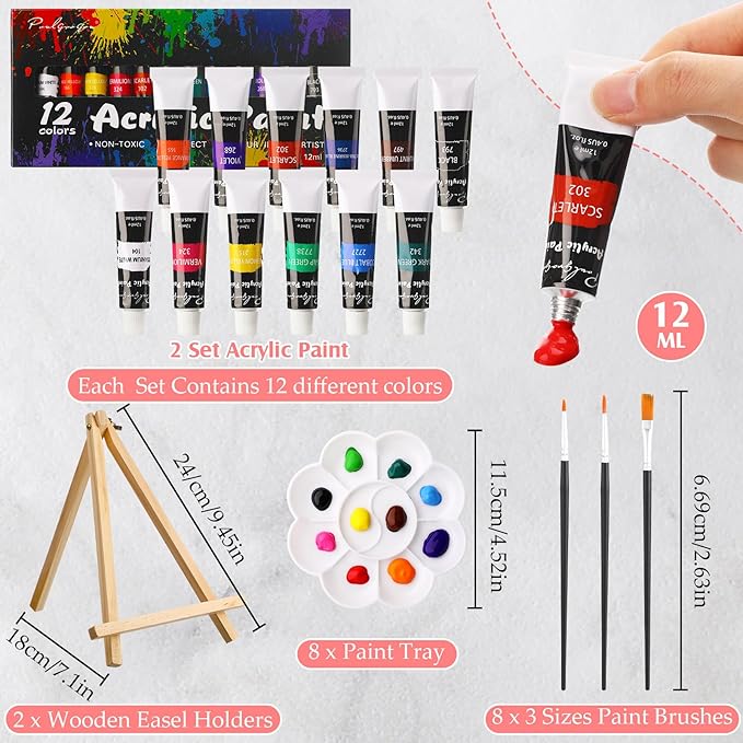 Cholemy 36 Pcs Valentine Paint and Sip Kit for Adults 8''x10'' Pre Drawn Canvas for Painting DIY Afro Acrylic Painting Kit Wood Easel Brushes Date Night Bulk for Party Gifts(Modern Woman)