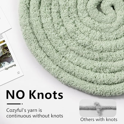 Chunky Yarn for Hand Knitting - #10 Chunky Chenille Yarn, Jumbo Big Thick Chunky Yarns for Crocheting, Super Bulky Chunky Knit Blanket Yarns, 8 Skein (25 yds 8 oz Each Skein), Sage Green