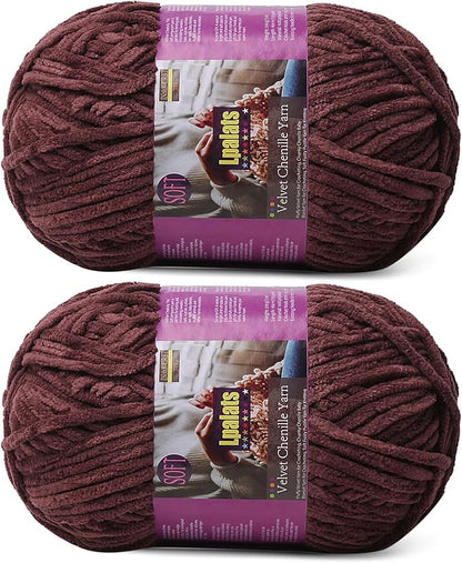 Chunky Chenille Yarn for Crocheting - 2x200g Baby Blanket Yarn for Crocheting Soft - 350 Yards Fluffy Thick Plush Yarns for Knitting Blankets Amigurumi (2, Dark Curry)