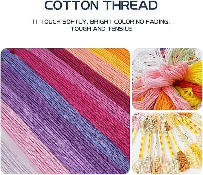 Joyhoor Stamped Cross Stitch Kits for Beginners, Needlepoint Kits for Adults, 11CT Counted Embroidery Kits-Skeleton Flower 18x18 inchs