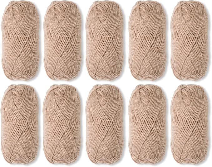 Knit Picks Wool of The Andes Yarn Pack - 10 Skeins of Natural 100% Wool Worsted Weight Yarn (10 Balls - Almond)