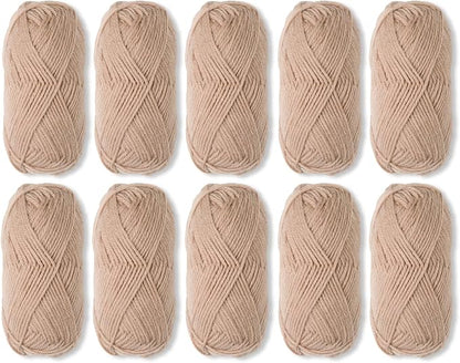 Knit Picks Wool of The Andes Yarn Pack - 10 Skeins of Natural 100% Wool Worsted Weight Yarn (10 Balls - Almond)
