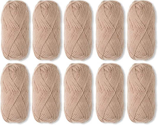 Knit Picks Wool of The Andes Yarn Pack - 10 Skeins of Natural 100% Wool Worsted Weight Yarn (10 Balls - Almond)