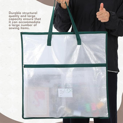 Feifeiya 2 Pack 21.7 inch Sew Project Bag Quilting Embroidery Craft Organizer Storage Bag with Handle and Pocket Zippered with Tools for Art Craft Knitting Quilting Stitching