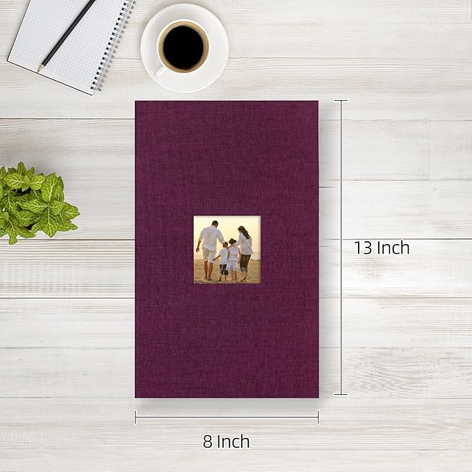 potricher Small Photo Album 4x6 300 Photos Linen Cover Picture Photo Book for Family Wedding Anniversary Baby Vacation (Purple,300 Pockets)
