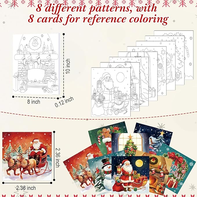 Cholemy 36 Pcs Valentine Paint and Sip Kit for Adults 8''x10'' Pre Drawn Canvas for Painting DIY Afro Acrylic Painting Kit Wood Easel Brushes Date Night Bulk for Party Gifts(Christmas A)