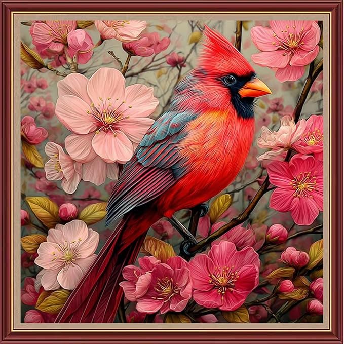 Dooxvey Cross Stitch Kits for Adults Beginners,Full Range of Cross-Stitch Stamped Kits Needlepoint Kits for Beginners Embroidery Kits 11CT Cross Stitch Patterns-Flower Bird 18x18 inch