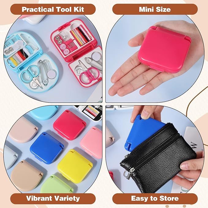 Daifunli 10 Pcs Min Travel Sewing Kit in Bulk Portable Emergency Sewing Repair Kit with Threads Scissors Needles for Beginner Traveler Hotel Charity