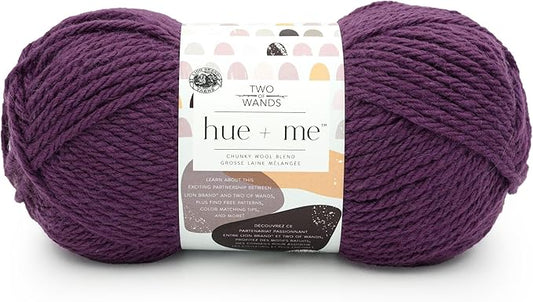 Lion Brand Yarn, Hue + Me Chunky Yarn for Crocheting, Knitting, and Crafts, Aubergine, 1 Pack