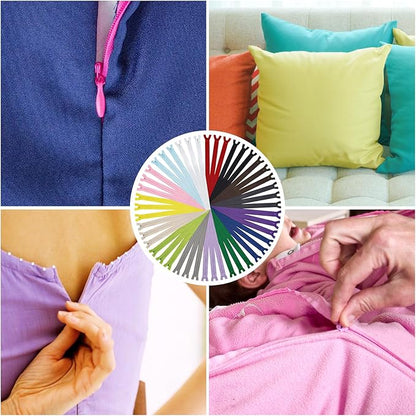 Invisible Zippers for Sewing, DOITEM 45pcs 35CM / 14 Inch Invisible Multicolor Nylon Coil Zippers for Sewing and Crafts 15 Colors