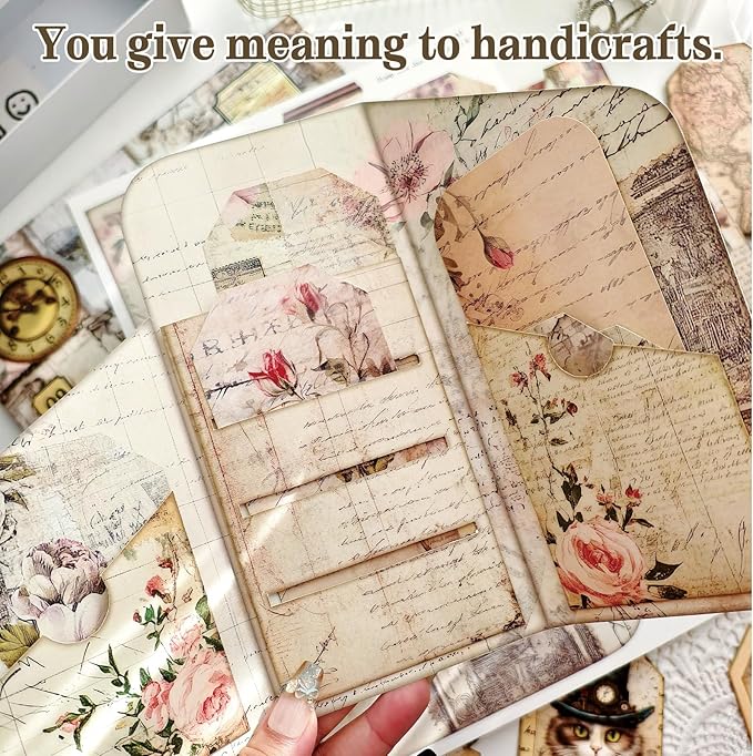 Bomichi Junk Journal Supplies, Vintage Decorative Scrapbook Supplies for Junk Journal Card Making Picture Art Collage DIY