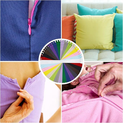 Invisible Zipper, DOITEM 30pcs 50cm/20 Inch Invisible Multicolor Nylon Coil Zippers for Sewing and Crafts 15 Colors