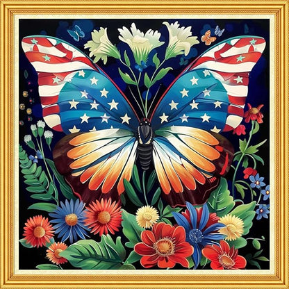 Joyhoor Stamped Cross Stitch Kits for Beginners Needlepoint Kits for Adults Embroidery Kits 11CT Counted Cross Stitch Kits Printed Embroidery Pattern-Butterfly Flowers 18x18 inch
