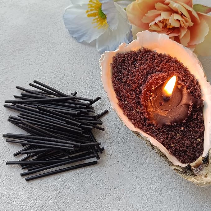Pearled Candle Cotton Wicks 300-Pack for Sand Candles Making - 2Inch Metal-Free and Lead-Free Refill Sand Wax Wick for Candle Making DIY (Black)