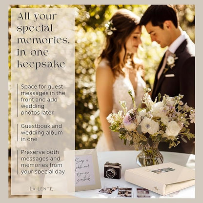 Premium Scrapbook Album with Window and Writing Space – 100 Pages holds 500 Photos of Different Sizes – Wedding, Baby, Travel & Family Memories – 13" x 11.6" - Oat