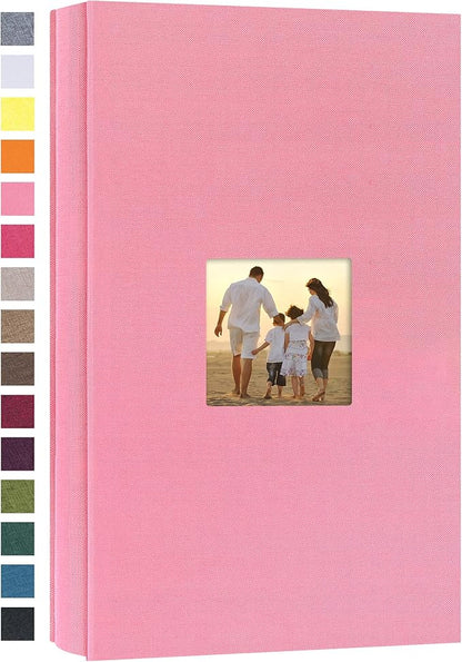 potricher Small Photo Album 4x6 300 Photos Linen Cover Picture Photo Book for Family Wedding Anniversary Baby Vacation (Pink,300 Pockets)