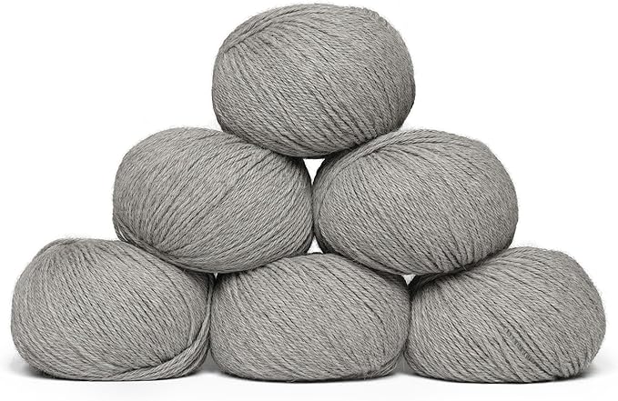 Origins - 100% Baby Alpaca Yarn Wool Set of 6 Skeins (300 Grams) DK Weight Made in Peru Natural Colors (Undyed) Heavenly Soft Perfect for Knitting and Crocheting (Silver Mist, Origins 6 Skeins DK)