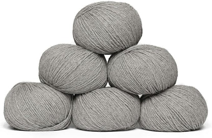 Origins - 100% Baby Alpaca Yarn Wool Set of 6 Skeins (300 Grams) DK Weight Made in Peru Natural Colors (Undyed) Heavenly Soft Perfect for Knitting and Crocheting (Silver Mist, Origins 6 Skeins DK)
