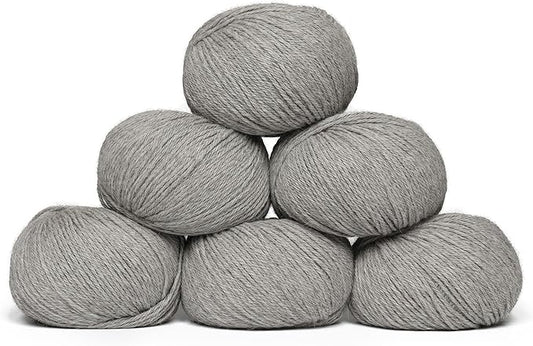 Origins - 100% Baby Alpaca Yarn Wool Set of 6 Skeins (300 Grams) DK Weight Made in Peru Natural Colors (Undyed) Heavenly Soft Perfect for Knitting and Crocheting (Silver Mist, Origins 6 Skeins DK)