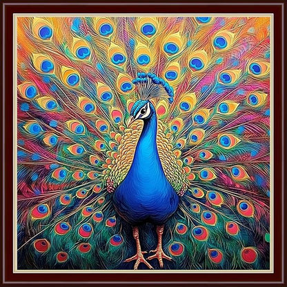 Dimensean Stamped Cross Stitch Kits Full Range of Embroidery Patterns Starter Kits for Beginners Adult DIY Cross Stitches Needlepoint Kits 11CT-Colorful Peacock 18x18 inch