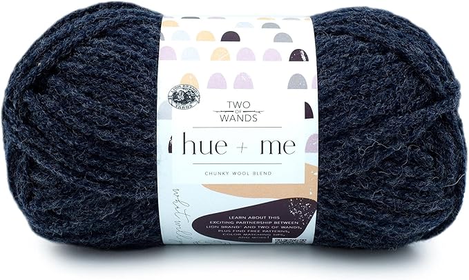 Lion Brand Yarn, Hue + Me Chunky Yarn for Crocheting, Knitting, and Crafts, Peacoat, 1 Pack