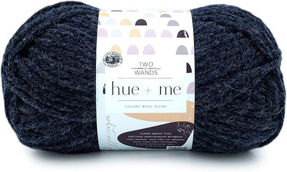 Lion Brand Yarn, Hue + Me Chunky Yarn for Crocheting, Knitting, and Crafts, Peacoat, 1 Pack