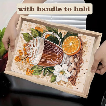 SHLUHA Diamond Art Kits for Adults Wooden Serving Trays with Handle Food Tray for Breakfast Home Decor Gift