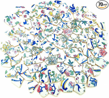 1.1 LB Porcelain Ceramic Mosaic Tiles,Broken Irregular Mosaic Tiles for DIY Craft Floor,Kitchen,Pool, Flower Pots Mosaic Making Supplies (Porcelain 09)