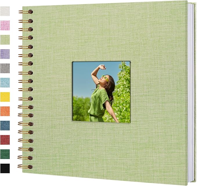 Yopih Linen Covered Scrapbook Photo Album, 10x10 Inches with Hardcover Kraft White Pages - Ideal for Travel, Wedding, Guest Book, Christmas, Baby Shower (40 Sheets/80 Pages)