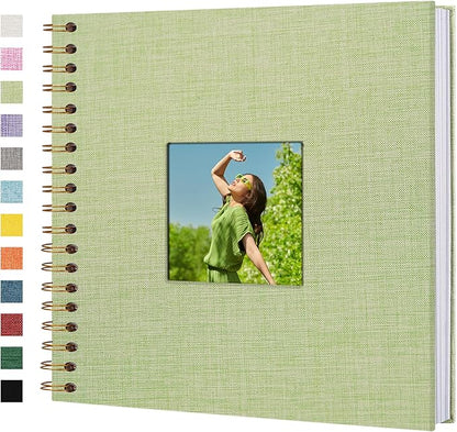 Yopih Linen Covered Scrapbook Photo Album, 10x10 Inches with Hardcover Kraft White Pages - Ideal for Travel, Wedding, Guest Book, Christmas, Baby Shower (40 Sheets/80 Pages)