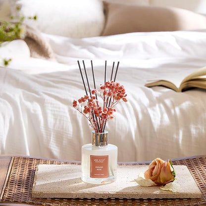 Airkeep Reed Diffuser Set,3.38 fl oz (100 ml) - English Rose Oil Diffusers with 8 Reed Sticks, Home Fragrance Reed Diffuser for Bathroom Shelf Decor