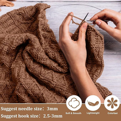 24 Skeins Soft Cotton Yarn Total 2880 Yards Assorted Colors Yarn for Crocheting and Knitting 4 Ply Acrylic Gauze for DIY Crafts Project, Each Skein 1.76 Oz/120 Yard(Gray Series)