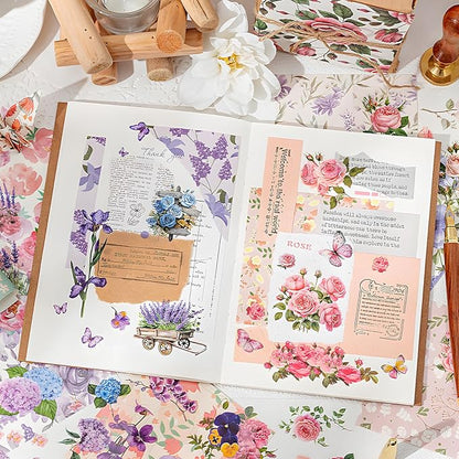 Snycler 4 Books Scrapbooking Supplies, Vintage Journaling - 100 Sheets PET & 100 Sheets Paper Stickers, DIY Craft Stickers for Junk Journals, Ephemera Sticker Book, Seasonal Themes, Pre-Cut Designs