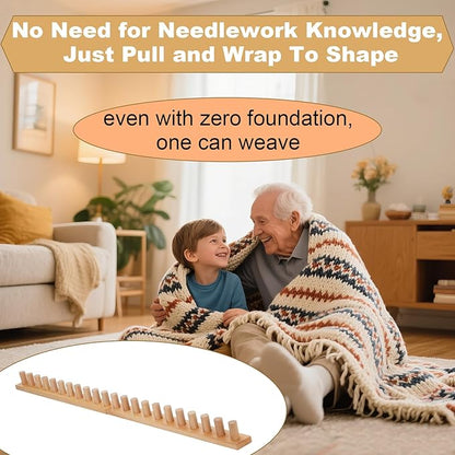 Sienson 48" Chunky Knitting Loom for Blanket Making – Foldable Wood Frame, Portable DIY Hand Knitting Kit for Beginners, Reusable Blanket Loom for Bulky Yarn Crafts & Gifts