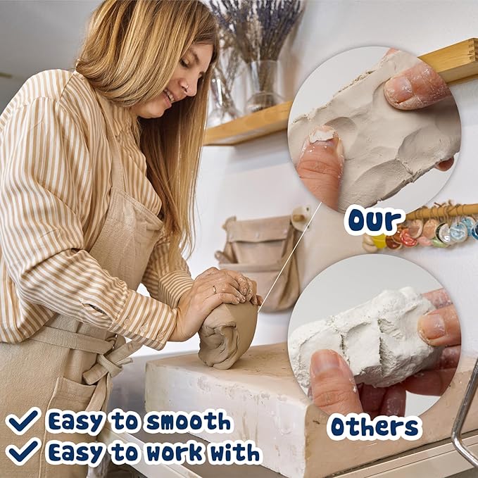 Air Dry Clay Kit for Adults, 3.3Lbs + 30PCS Pottery Craft Kit for Beginners, Sculpting Tools Set & Step-by-Step Guide, 12 Paints, Paintbrush, Varnish, and more - Crafts for Adults for Birthdays Gift