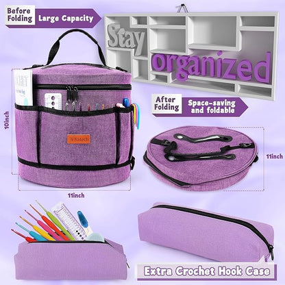 Katech Crochet Kit for Beginners, Beginner Crochet Kit for Adults-Crochet Kits Includes Crochet Hooks Knitting Bag Crochet Yarn for Crocheting Instruction Knitting Kit Crochet Supplies Gift