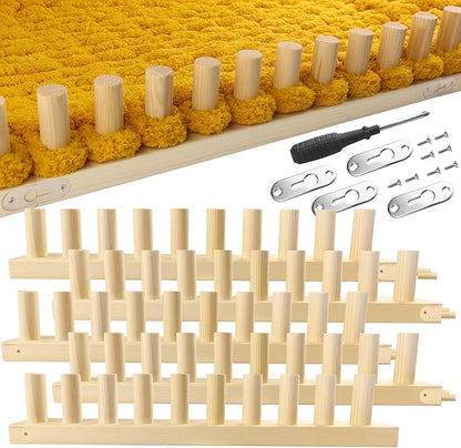 Chunky Blanket Loom Knitting Looms and Boards, Adjustable Size Wooden Loom for Blanket, No Needles Required Hand Knitting Kit for DIY Yarn Craft, Home Decor, Stress Relief, Beginner Friendly (76 In)