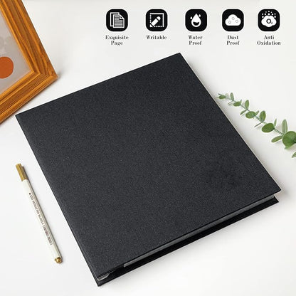 Spbapr Large Photo Album Self Adhesive Linen Cover Magnetic Scrapbook Album DIY Scrap Book 40 Black Sticky Pages for 4x6 5x7 8x10 10x12 Pictures with A Metal Pen