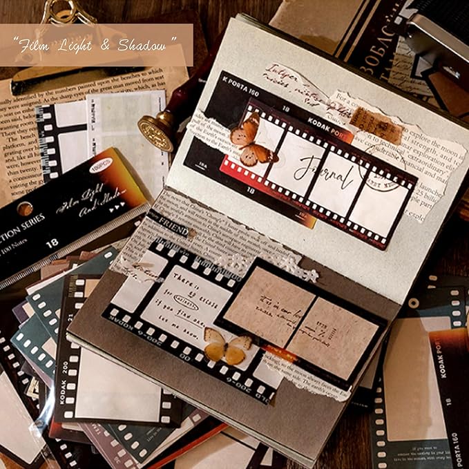 SIBLYMONA 200Pcs Vintage Memo Material Pack Memo Collection Series for Scrapbooking, Junk Journal Supplies DIY Art Crafts Bullet Journal Diary Album Planne (SetA)