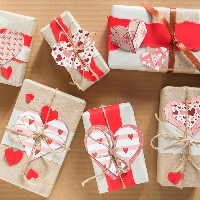 Fainne 40 Sheet 12 x 12 Inch Valentine‘S Day Scrapbook Paper Double Sided Scrapbook Specialty Paper Pink Red Heart Love Printed for DIY Handmade Crafting Home Party Decor Card Making