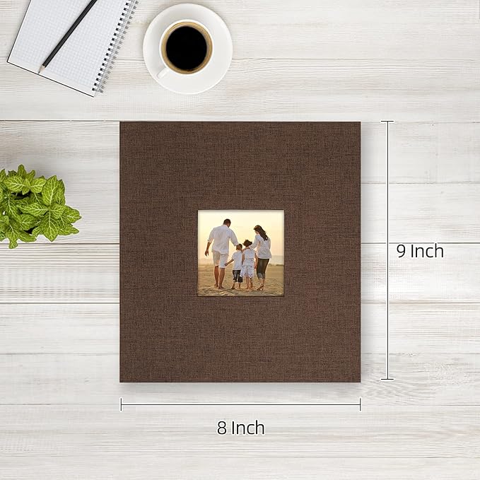 potricher Small Photo Album 4x6 200 Photos Linen Cover Picture Photo Book for Family Wedding Anniversary Baby Vacation (Brown,200 Pockets)