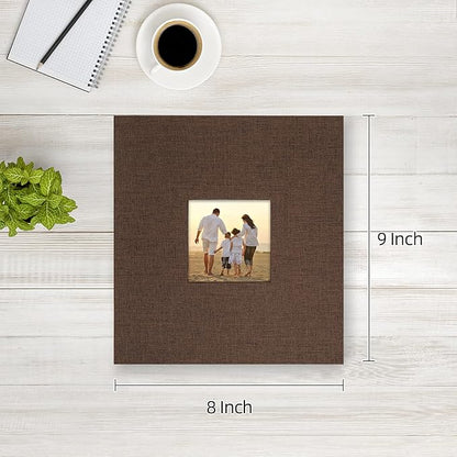potricher Small Photo Album 4x6 200 Photos Linen Cover Picture Photo Book for Family Wedding Anniversary Baby Vacation (Brown,200 Pockets)
