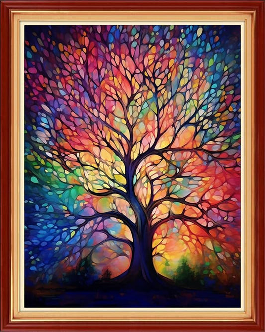 Redxing Stamped Cross Stitch Kits Embroidery kit for Beginners Adults Full Range of Embroidery Patterns Starter Kits DIY Printed Cross Stitch Kits Needlepoint Kits 11CT-Moonlight Tree 16x20 inch